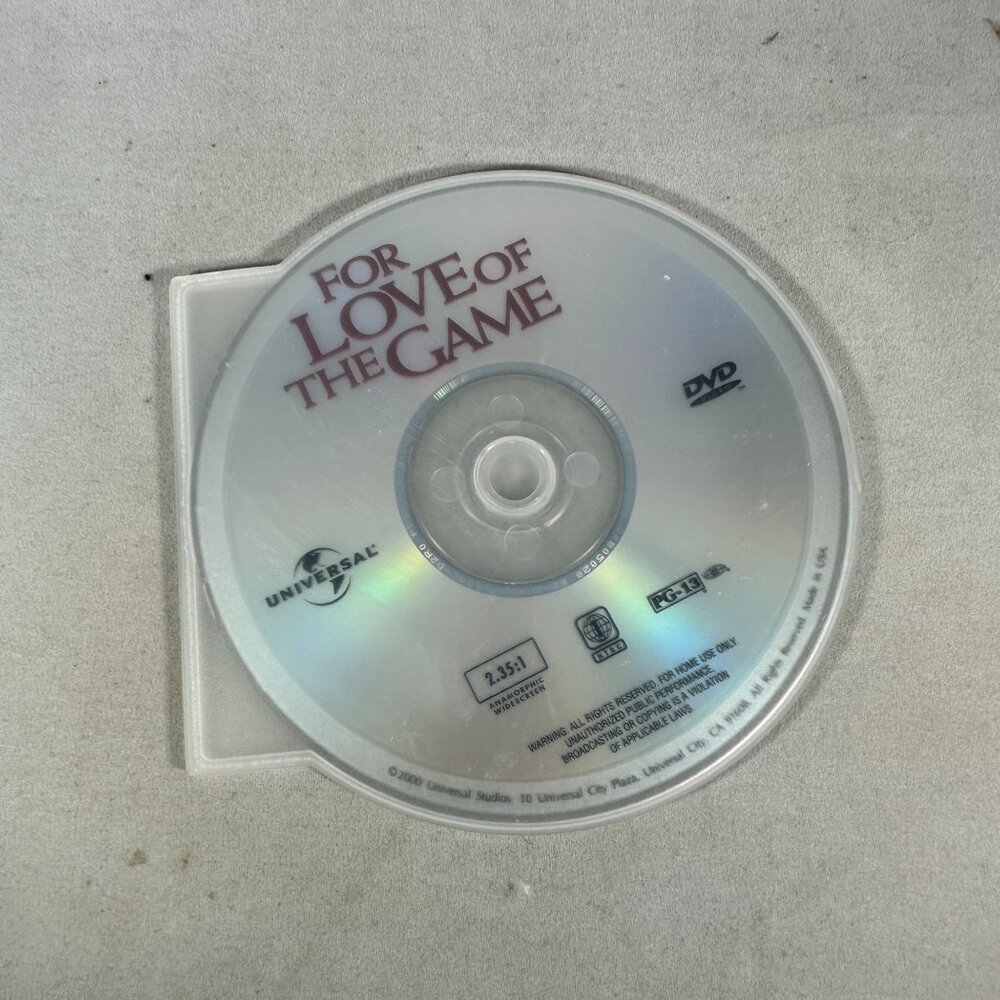 For Love Of The Game PG-13 Kevin Costner Universal Studios DVD